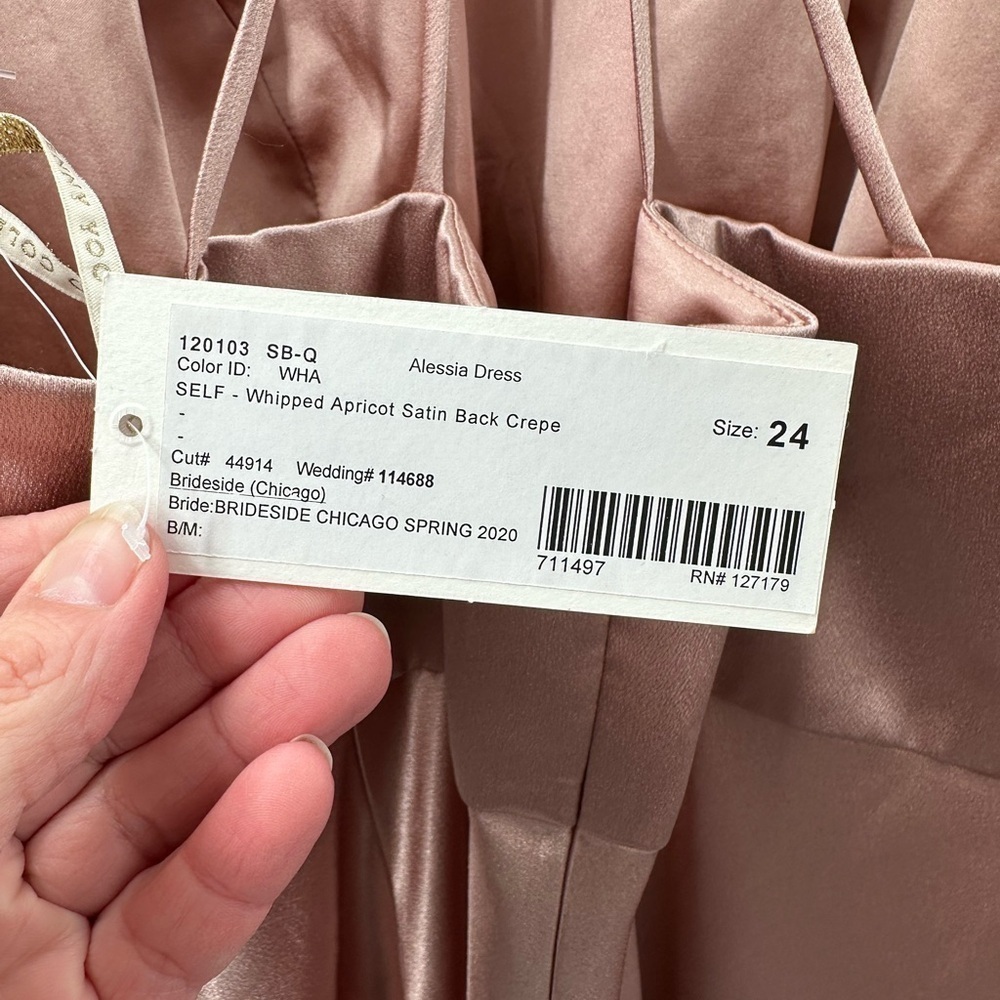 NWT JENNY YOO Alessia satin elegant formal Apricot bridal wedding cocktail gown - Picture 6 of 16